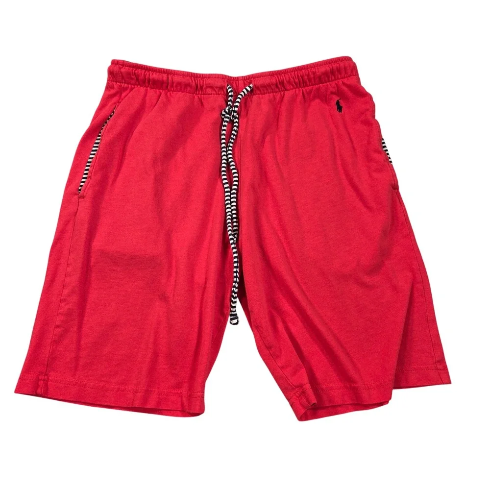 Polo Ralph Lauren Mens Sleepwear Shorts Small Red Striped Trim Pony Logo P053RL